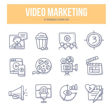 Video pazarlama Doodle simgeler