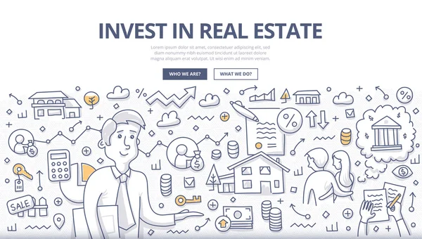 Concepto de Doodle de inversión inmobiliaria — Vector de stock