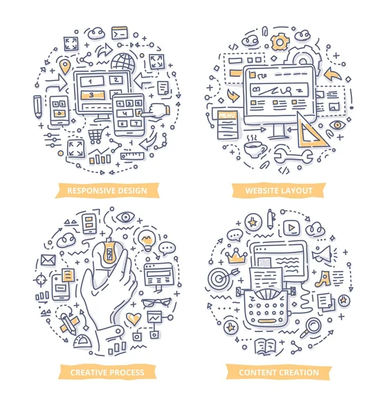 Web sitesi tasarım Doodle çizimler — Stok Vektör