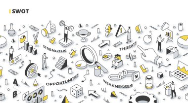 SWOT Analizi Isometric Taslak Görüntüleme