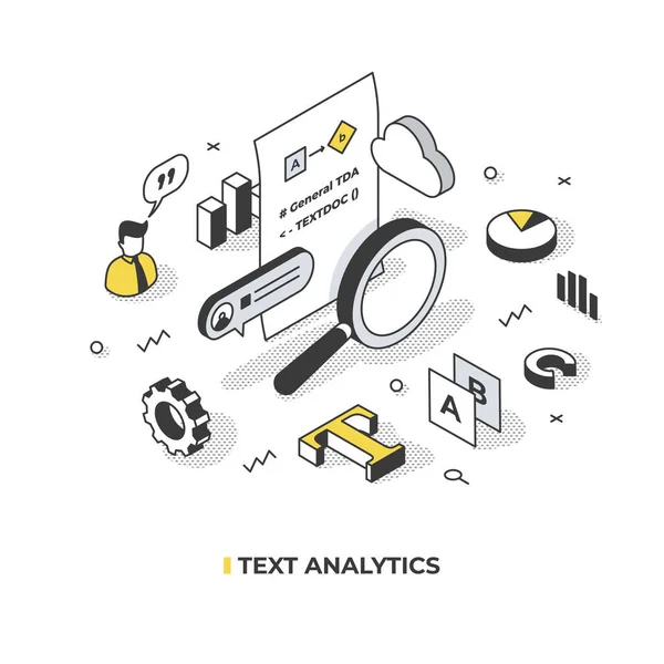 Szövegelemzés Strukturálatlan Szöveg Átalakítása Adatokká Információk Felfedezése Kutatási Kérdések Megválaszolása — Stock Vector