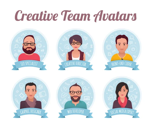 Equipo de Marketing Avatares — Vector de stock