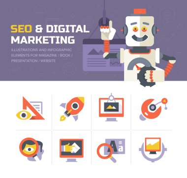 SEO ve dijital pazarlama simgeler