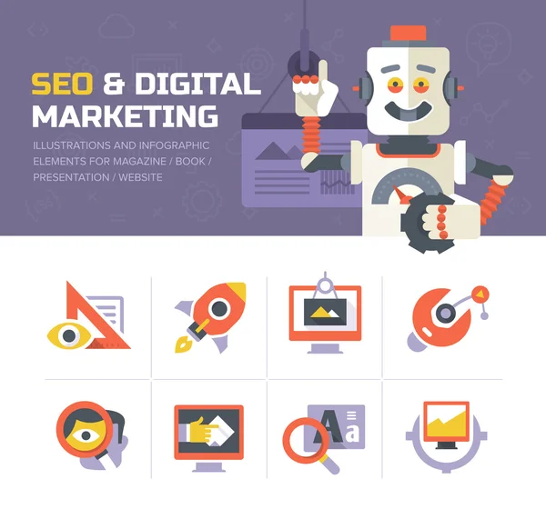 SEO & Iconos de Marketing Digital — Vector de stock