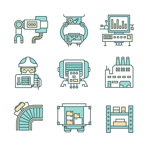 Icônes de processus de fabrication — Image vectorielle