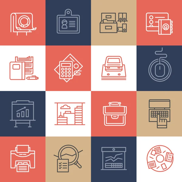 Office Life Icons on Color Tiles — Stock Vector