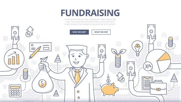 Fundraising Doodle Concept — Διανυσματικό Αρχείο