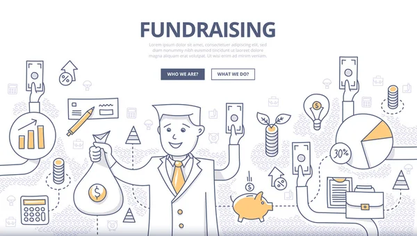 Fundraising Doodle Concept — 图库矢量图片