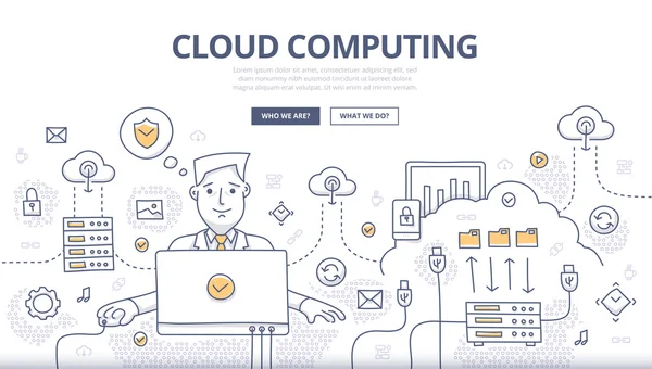 Concepto de Doodle de computación en nube Vectores de stock libres de derechos