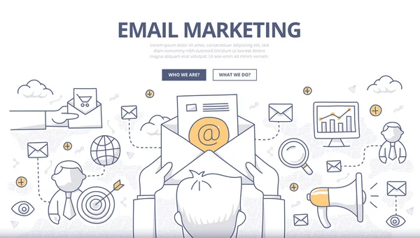 Concepto de Email Marketing Doodle Ilustraciones de stock libres de derechos