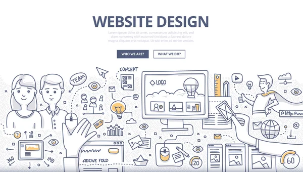 Concetto Web Design Doodle — Vettoriale Stock
