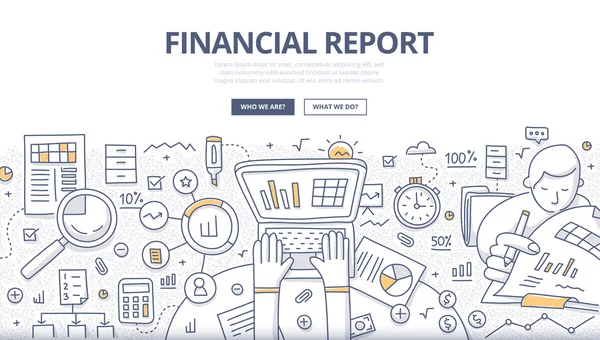 Informe financiero Doodle Concept Ilustración de stock