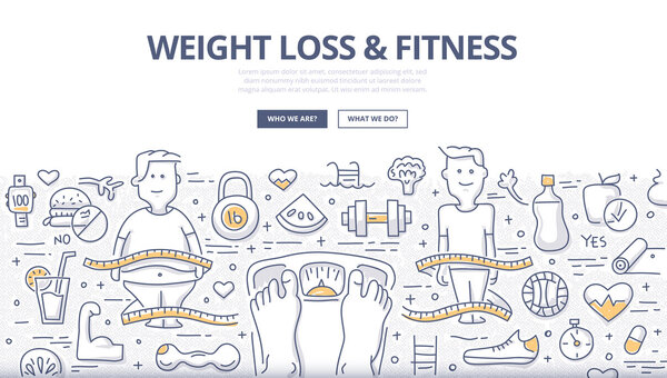 Потеря веса и фитнес-концепция Doodle
