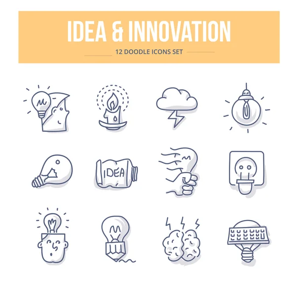 Idea & Innovazione Icone Doodle — Vettoriale Stock