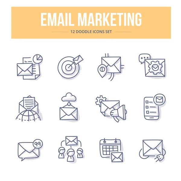 E-Mail-Marketing-Doodle-Symbole — Stockvektor