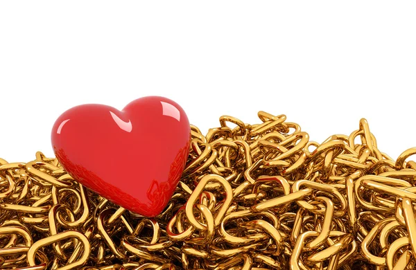 Red heart and chain — Stock Photo, Image