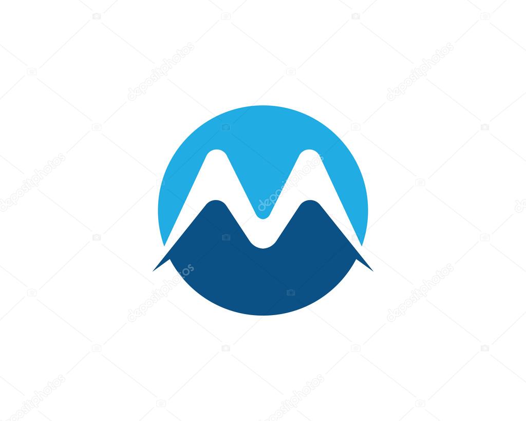 M Letter Mountains Logo Template