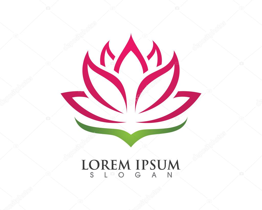 Stylized lotus flower icon vector Logo Template