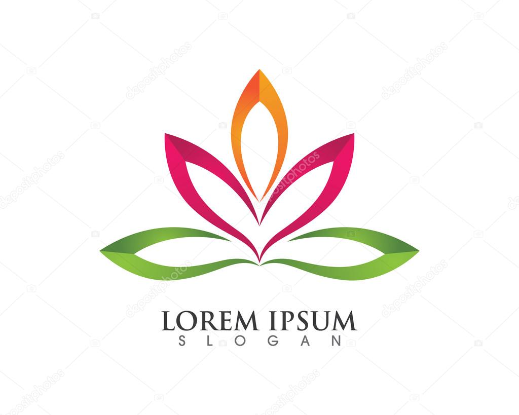 Stylized lotus flower icon vector Logo Template