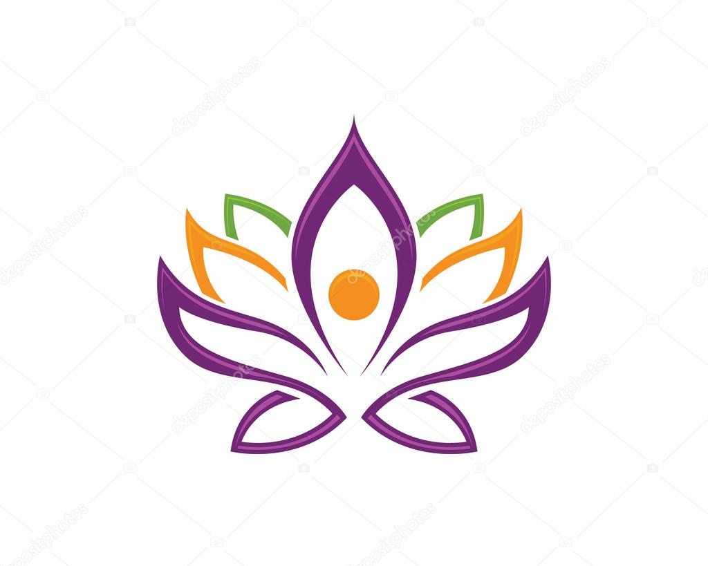 Stylized lotus flower icon vector Logo Template