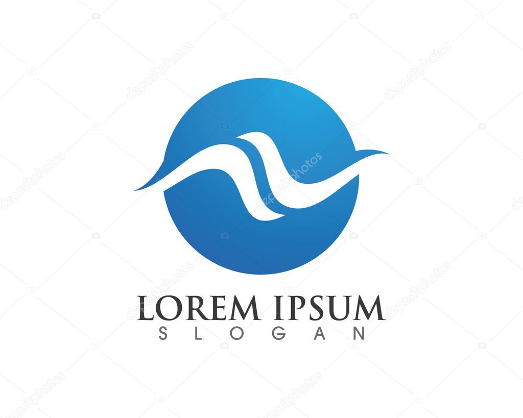 Water wave symbol, isolated vector icon logo Template