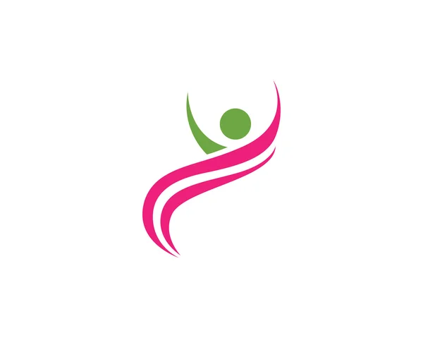 ヨガ健康ロゴ女性 — ストックベクタ