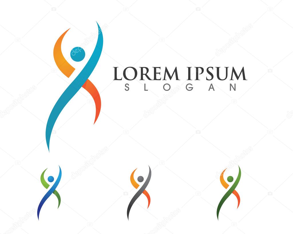 Fun people Healthy Life icon Logo template