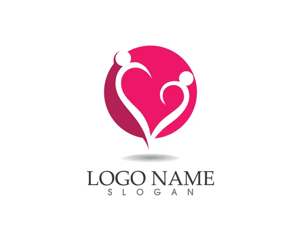 Amor logotipo da família cuidados de saúde —  Vetores de Stock