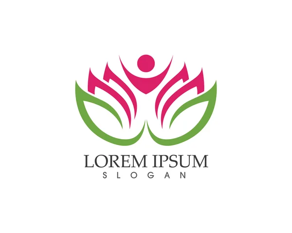 Квітковий спа-центр Lotus та логотип здоров'я — стоковий вектор