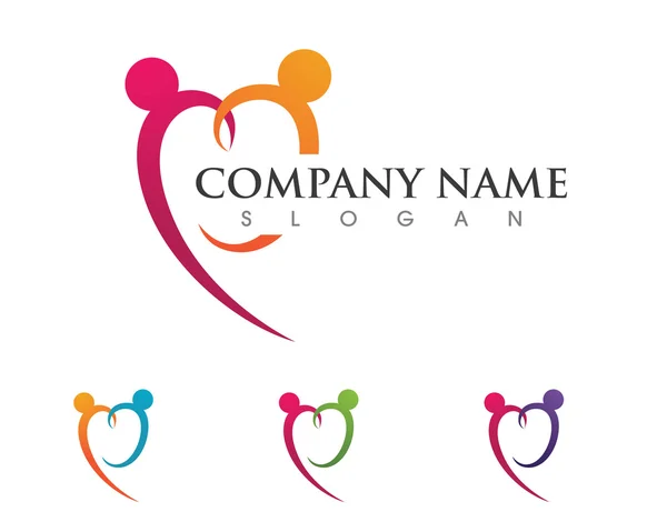 Logotipo de cuidados comunitários amor —  Vetores de Stock