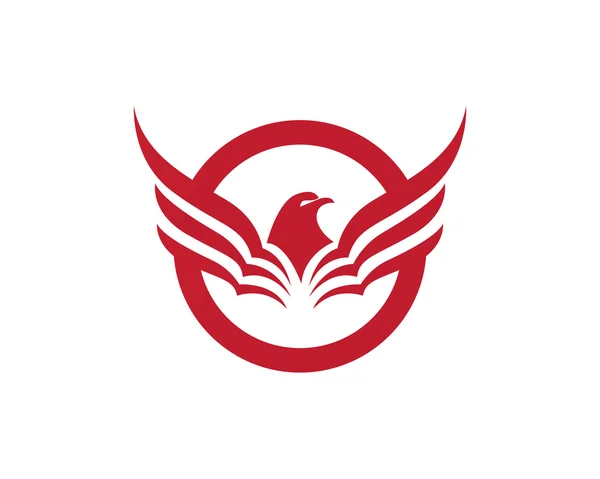 Cabeza de águila y logo del ala — Vector de stock
