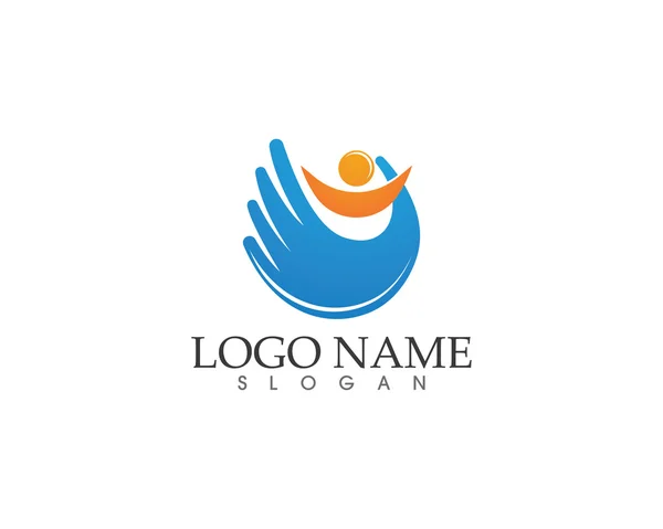 Hand help logo people la comunidad — Vector de stock