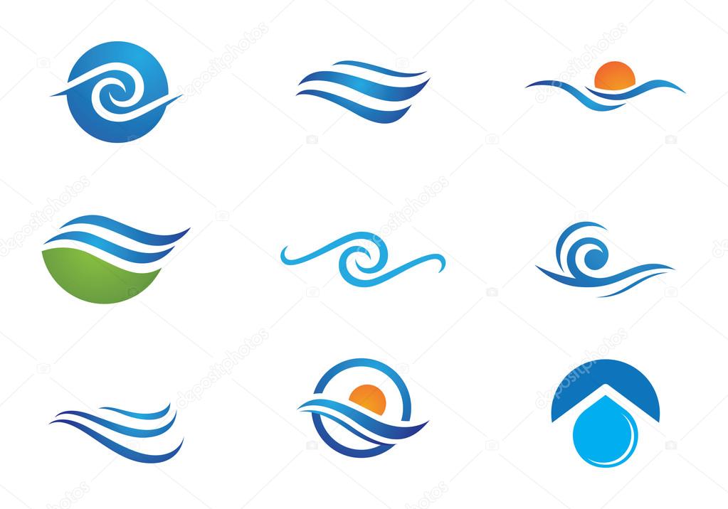 Water Wave symbol and icon Logo Template vector