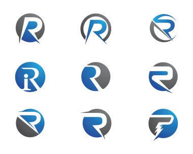 R harfi Logo iş profesyonel logo şablonu