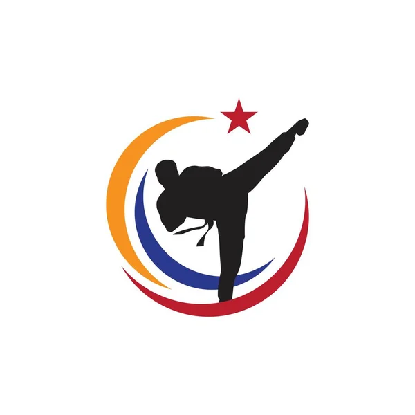 Taekwondo Vector Ikon Design Illusztráció Sablon — Stock Vector