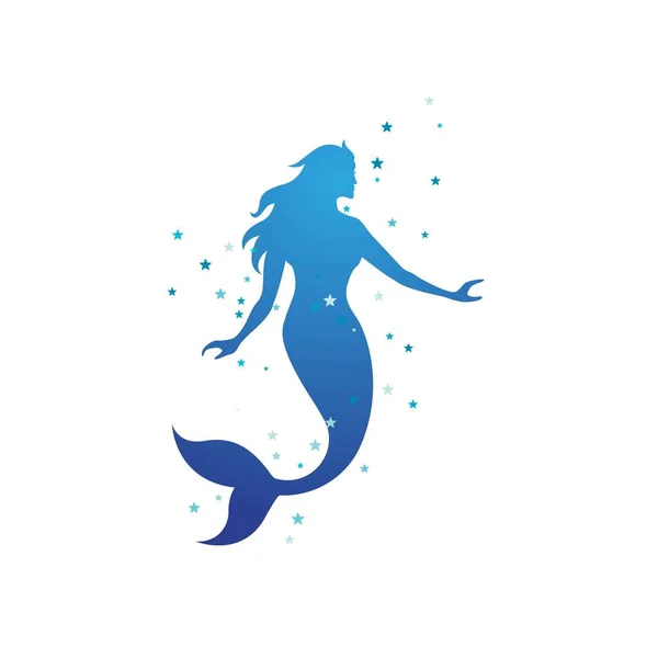 Mermaid Vektor Illustration Design Mall — Stock vektor
