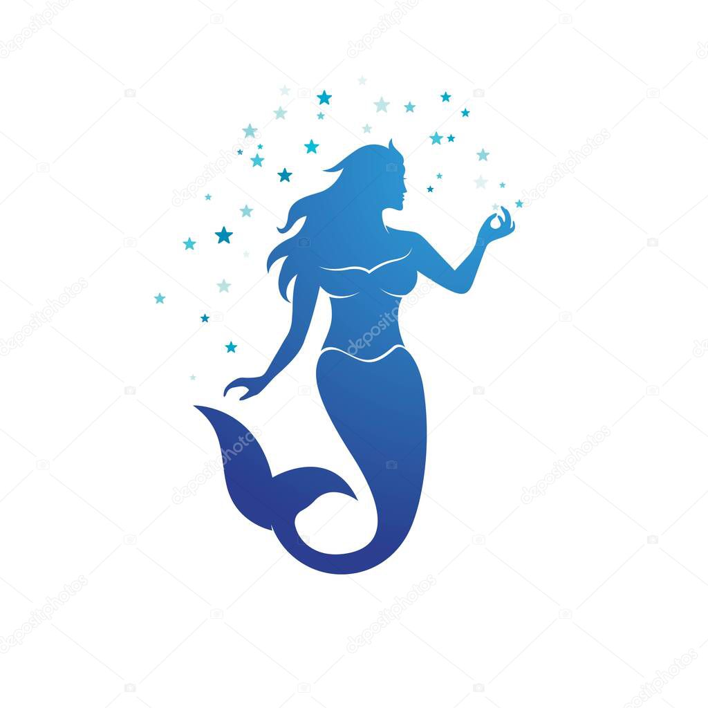 Mermaid vector illustration design template