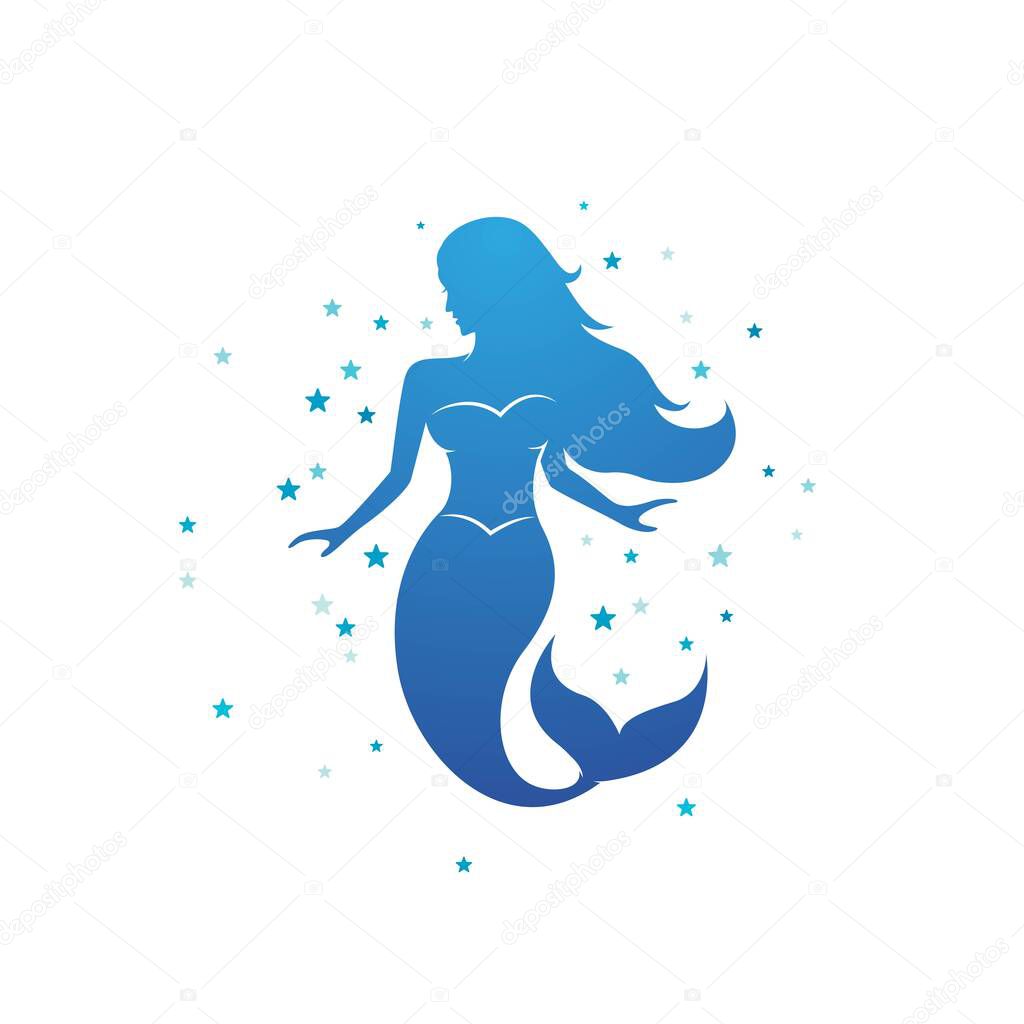 Mermaid vector illustration design template