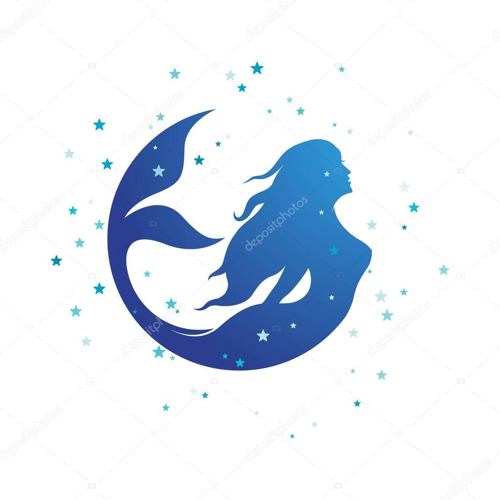 Mermaid vector illustration design template