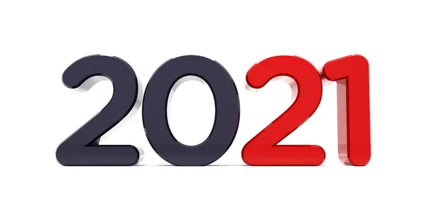2021年新年快乐庆祝3D文本 红色2021号日历模板 — 图库照片