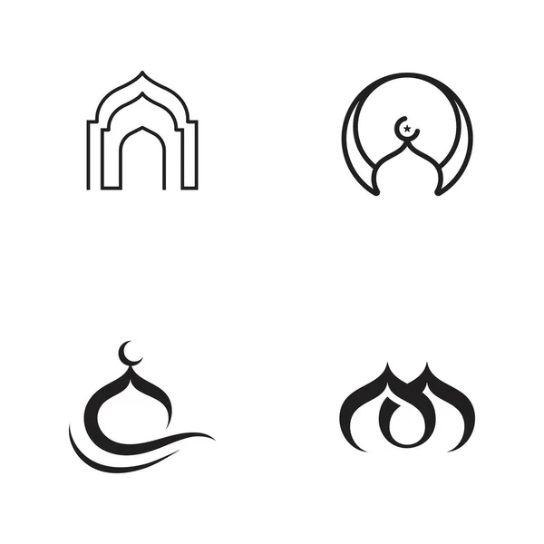 Mosquée Symbole Icône Vecteur Illustration Modèle Conception — Image vectorielle