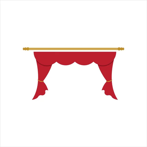 Rood Gordijn Cornice Decor Binnenlandse Stof Interieur Draperieën Textiel Lambrequin — Stockvector