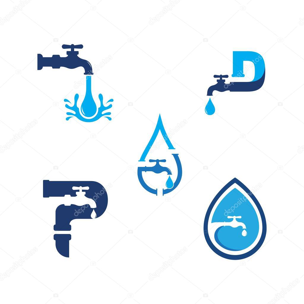 Plumbing logo Vector icon design illustration Template