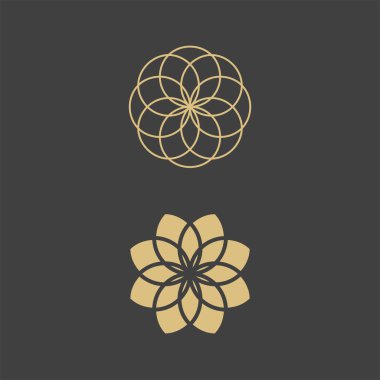 Geometrik logo şablonu. Vektör dairesel Arapça süslemeli semboller