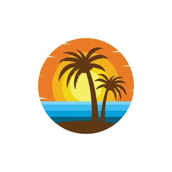 Palm Boom Zomer Logo Template Vector Illustratie — Stockvector