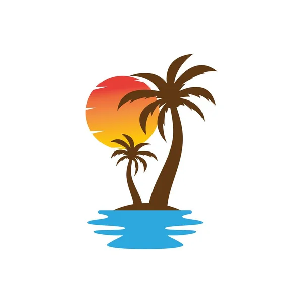 Palm Tree Summer Logo Template Vector Illustration — Stock Vector