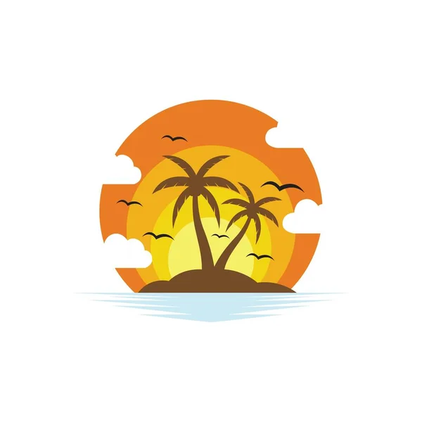 Palm Boom Zomer Logo Template Vector Illustratie — Stockvector