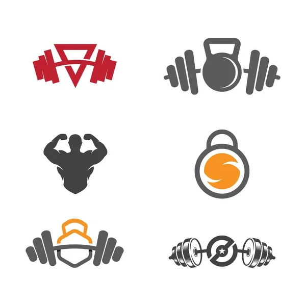 Objeto Vectorial Iconos Para Etiqueta Deportiva Insignia Gimnasio Diseño Logotipo — Vector de stock