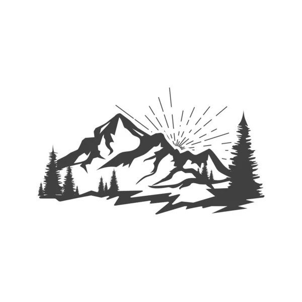 Horská Ikona Logo Šablona Vektorové Ilustrace — Stockový vektor