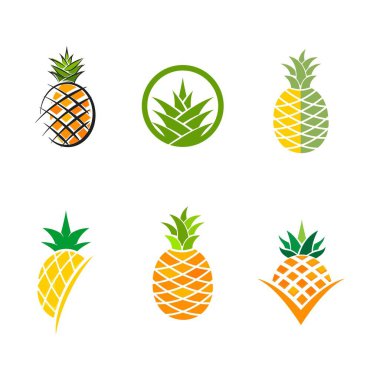 Ananas meyvesi simgesi şablonu vektör illüstrasyon tasarımı